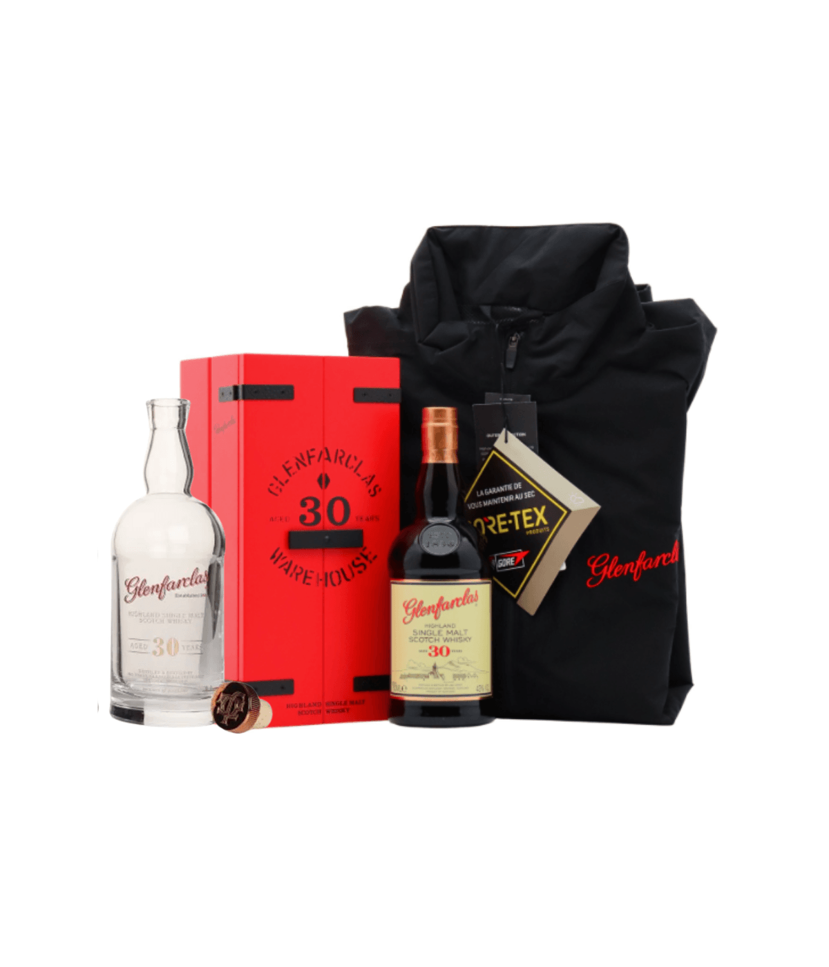 Glenfarclas 30 Year Old with crystal decanter and Galvin Green golf jacket gift set