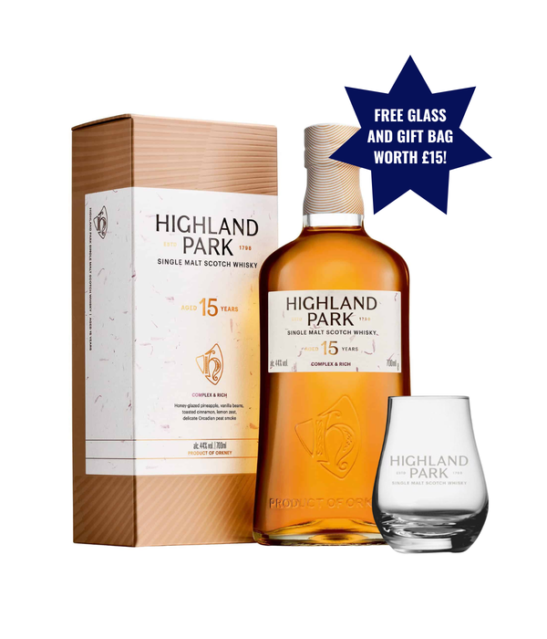 Highland Park 15 Year Old (free glass and gift bag worth £15)