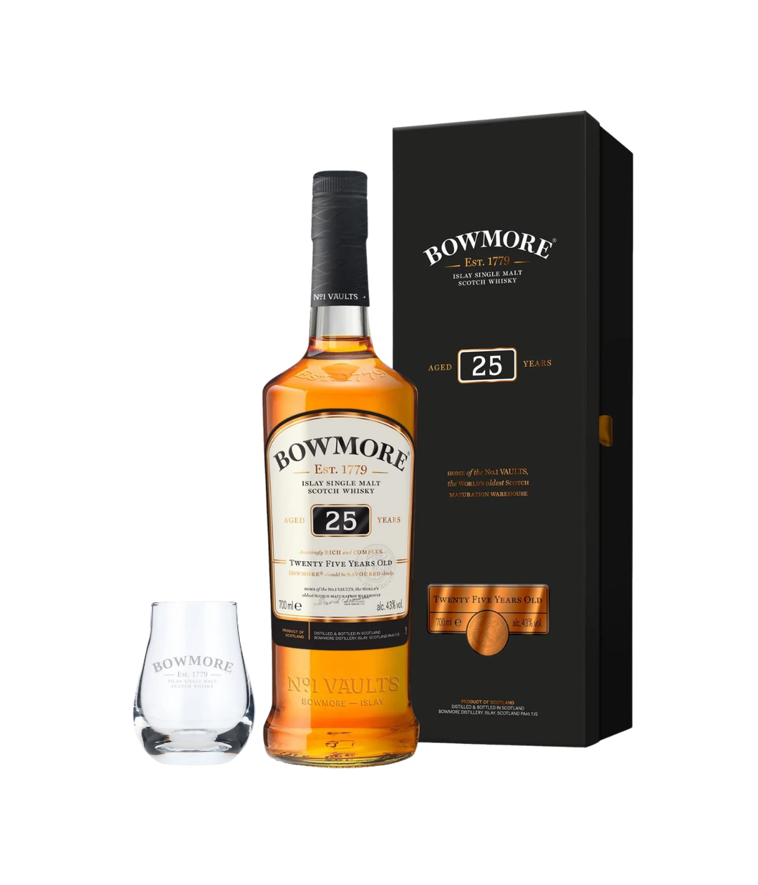 Bowmore 25 Year Old with free glass worth £15