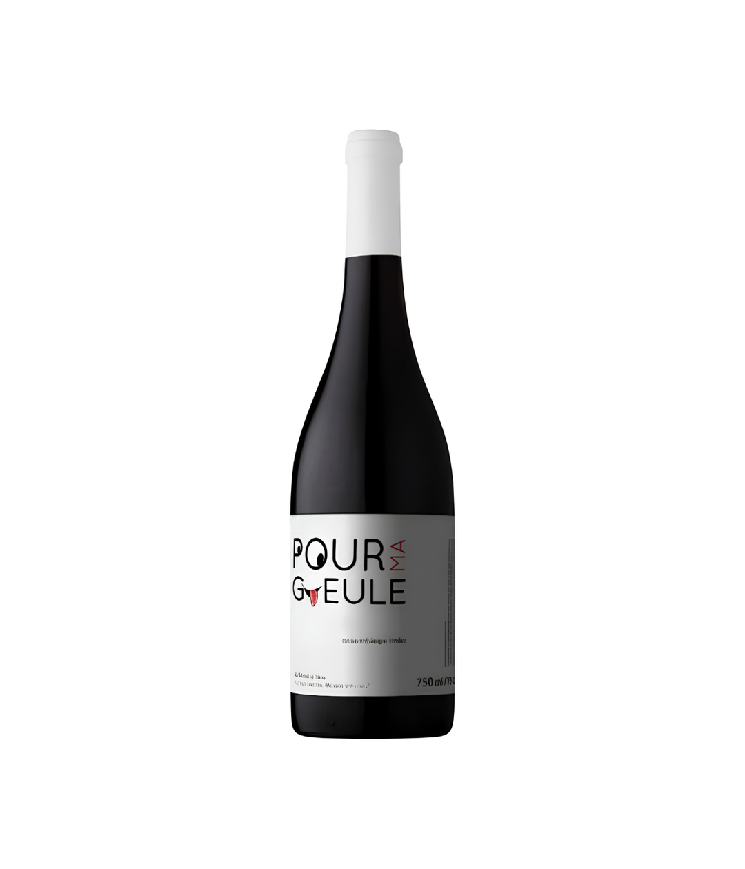 Wine bottle with a white label on a white background