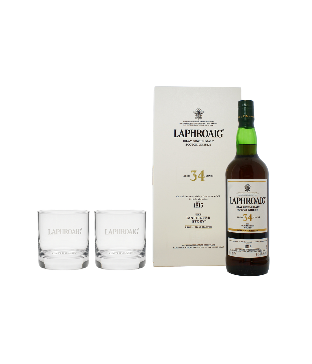 Laphroaig 34 Year Old Ian Hunter Chapter 5 with 2 free glasses worth £30