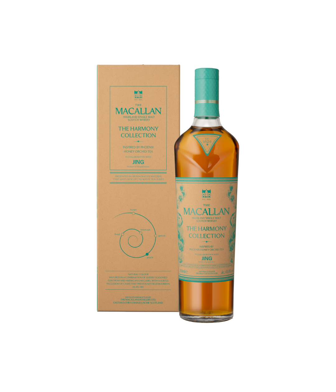 Macallan whisky bottle and box on a white background