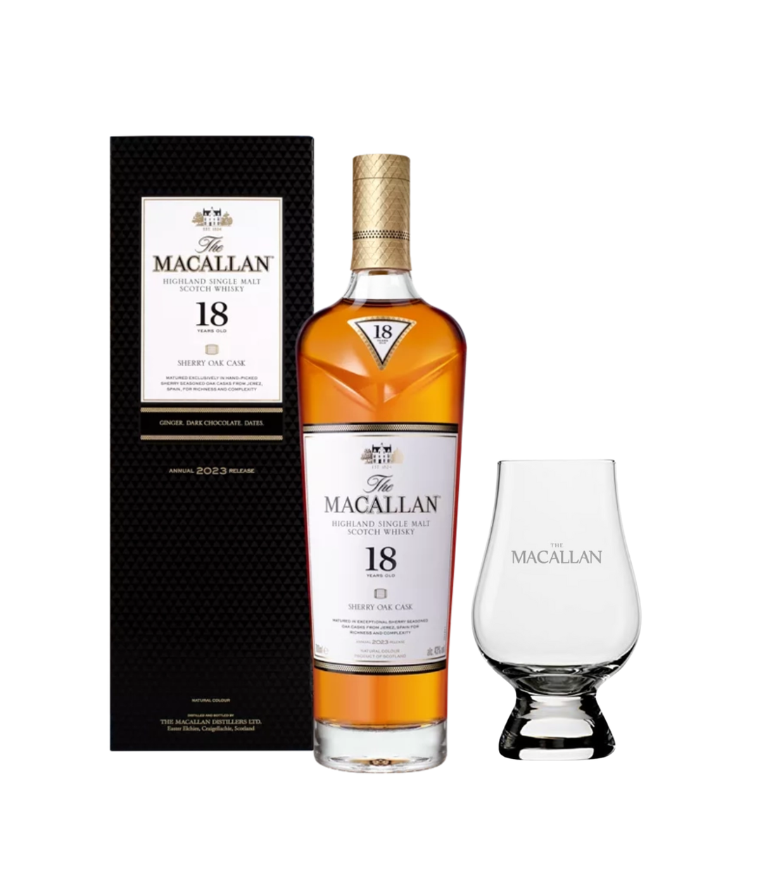 Macallan 18 Sherry Oak 2023 Release (free Glencairn glass worth £15)