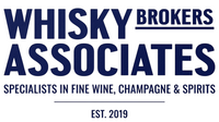 A clean square graphic with the text 'WHISKERY BROKERS ASSOCIATES' in dark navy blue on a white background, with smaller text reading 'SPECIALISTS IN FINE WINE, CHAMPAGNE & SPIRITS' and 'EST. 2019'.