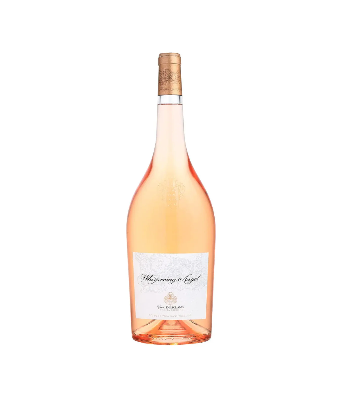 A bottle of whispering angel in jeroboam format on a white background